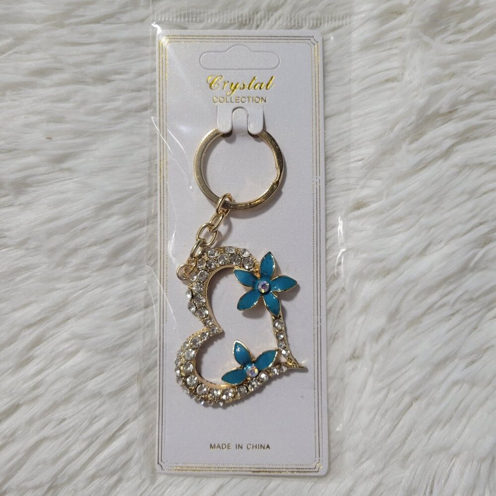 Crystal Collection Floral Heart Keychain